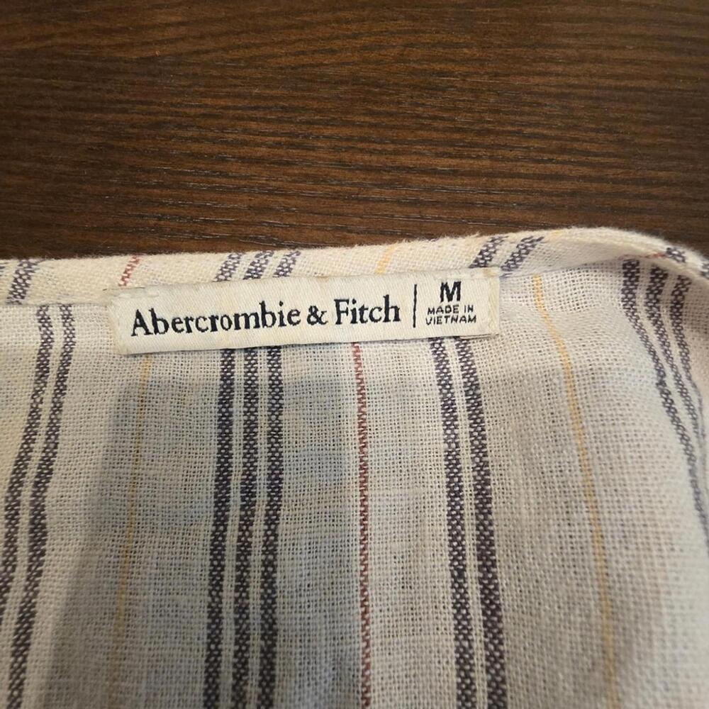 Abercrombie & Fitch Striped Wrap Blouse - White and Gray - Picture 6 of 7